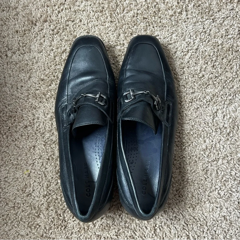 M Black Cole Haan Essentials Leather Bit Buckle Loafers Size 9.5 |F21
